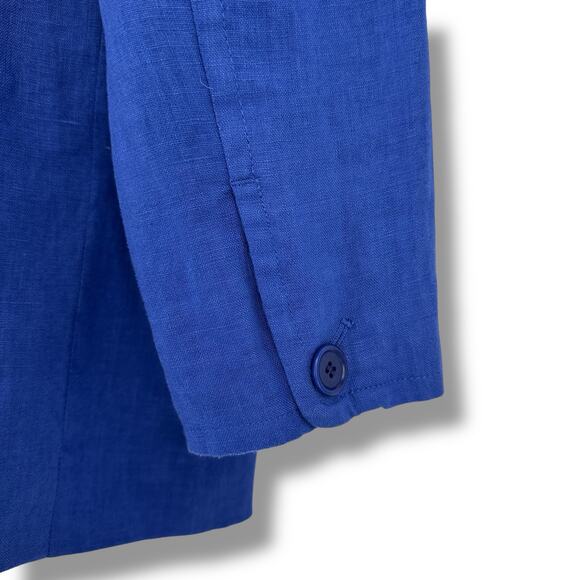 Madewell Double Breasted Crossover Blazer Womens Size Small Blue 100% Linen - Picture 6 of 9